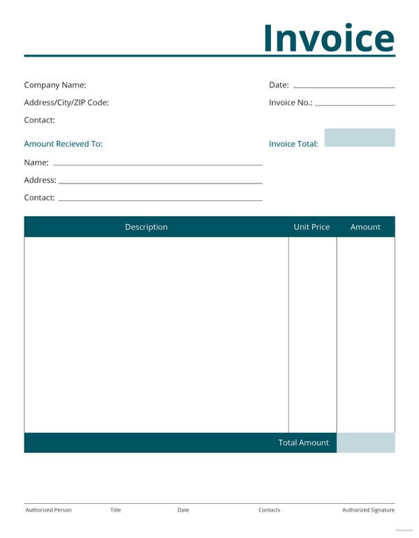 blank invoice template